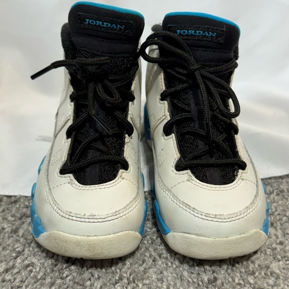 Jordan 9 Retro Toddler Shoes Summit White-Black-Dark Powder Blue Size 9C - Picture 2 of 10